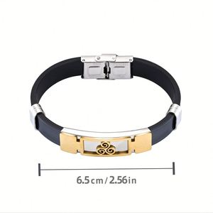 Eco-Friendly OEM Men's Silicone Stainless Steel <b>Bracelet</b> Handmade Jewelry with Custom Charm for Promotional Events - Product Image 5