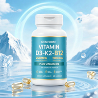 Yiteng WSS-GG Vitamine D3 K2 MK7 B12 pour adultes en capsules riches en protéines 250mcg D3 200mcg K2 60 capsules par jour