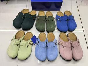 Mules plates d'extérieur BUKEN de qualité supérieure, sabots, mocassins, sandales <span class=keywords><strong>Birkenstock</strong></span> à enfiler, en cuir véritable et daim de vache, pour hommes et femmes, modèle Hana - Product Image 5