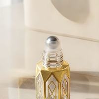 Flacon de parfum haut de gamme octogonal à facettes de 3, 6, 12 ml avec boîtier doré, design pierre précieuse, applicateur à bille pour bâtonnet, rechargeable, bouchon à vis, emballage carton