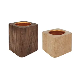 Vaso per <span class=keywords><strong>Fiori</strong></span> Quadrato in Legno Massiccio per Decorazione Casa, Mini Vaso per Piante Succulente - Product Image 1