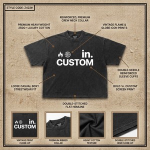 Camiseta <span class=keywords><strong>de</strong></span> Alta Gama, 250 g/m², Lavado Vintage, para Marca <span class=keywords><strong>de</strong></span> Ropa, Diseño Gráfico Personalizado y Arte Desgastado - Product Image 4