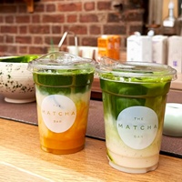 Gobelets à café transparents personnalisés en gros, jetables, 16oz 20oz, en plastique PET avec logo, couvercles et pailles pour Matcha
