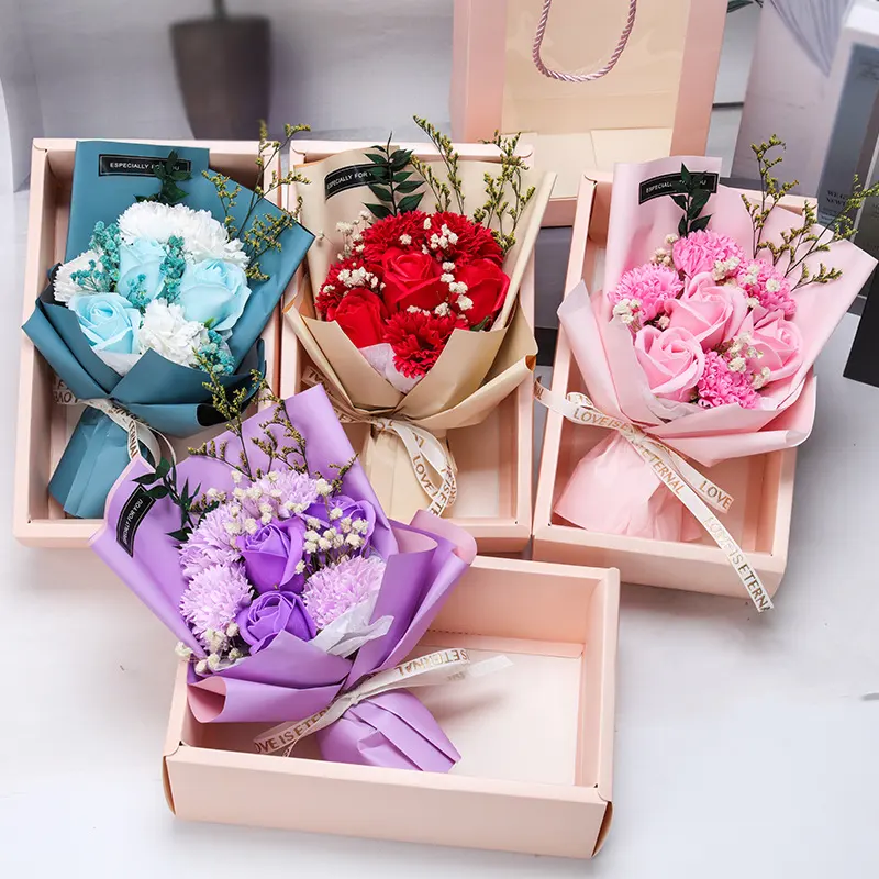 Valentine's Day gifts Wedding Bouquet Flower Home Decoration Artificial Soap Rose Bouquet