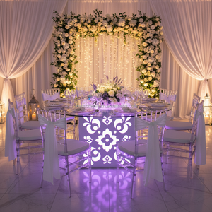 LED Cube Base Plastic 5ft 6ft 8ft Dining <strong>Table</strong> Folding Banquet Outdoor Furniture for Hotels Romantic Events Square Wedding Decor - Product Image 5