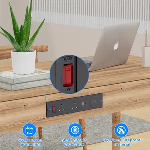 Nieuwe 5-In-1 Multifunctionele Universele Desktop Socket Embedded Usb A + C Pd 20W Met 15W Draadloos Snel Opladen Stopcontact