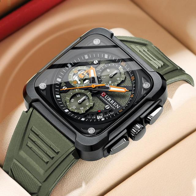 CURREN 8461 Chronograph Date Luxury Men Wristwatch Brand Silicone Strap Waterproof Sports Men's Original Quartz Watches for Male