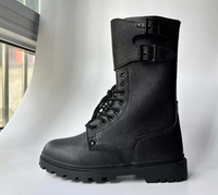 Bottes hautes en cuir DF, semelles en caoutchouc, bottes d'entraînement, chaussures confortables et respirantes, chaussures de sécurité, bottes de combat