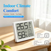 Digitales Innenthermometer Hygrometer mit Emoticon-Gesicht LCD-Anzeige mit Uhrzeit Wecker Plastik für Zuhause Babyzimmer 24-Stunden-Temperaturanzeige