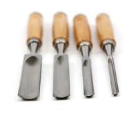 Ensemble de ciseaux professionnels pour le travail du bois avec manche en bois, 4 pièces