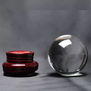 Usine en gros K9 boule de guérison en cristal 60/80/100mm personnalisé gravé au Laser Style Feng Shui sphère en verre avec support en <span class=keywords><strong>bois</strong></span> - Product Image 2