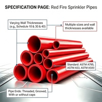 Tuyau rainuré DN100 DN150 en acier au carbone peint rouge Sch40 pour la protection incendie et les hydrants