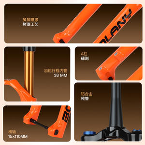 Fourche de vélo de montagne Bolany, tube interne de 38 mm, suspension pneumatique avec réglage du rebond, course de 160 mm - Product Image 4