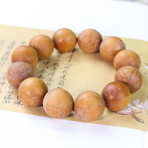 Bracelet en bois de santal, perles rondes de 20 mm, bijoux de cérémonie religieuse pour hommes, origine Hangzhou, antiques, objets de collection - Product Image 2