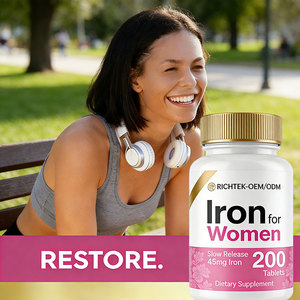 Suplemento de hierro de alta calidad para mujeres 200 tabletas de liberación lenta píldoras vegetarianas sin gluten sin OGM tabletas de hierro - Product Image 5