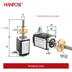 Motor Paso a Paso HANPOSE Nema 8, Tornillo T5, 0.8A, 0.021N.<span class=keywords><strong>M</strong></span>, 20HT34-T5*2 -100MM para Impresora 3D CNC, Tornillo Trapezoidal, Mini Motor Nema 8 - Product Image 3