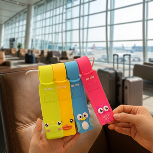 Porte-étiquette d'identification de bagage en silicone portable pour valise, motif animaux mignons, accessoire de voyage tendance - Product Image 2