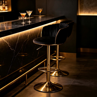 Tabouret de bar haut de gamme rembourré en velours tissé, dossier pivotant, hauteur réglable, chaise de comptoir pour bar à domicile, îlot de cuisine