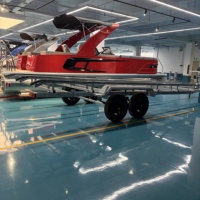 Bateau ponton de luxe Kinocean de haute qualité de 27 pieds avec sièges en canapé haut de gamme et design d'arche sportive