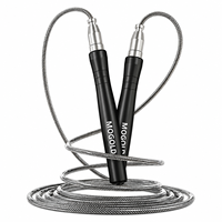 Corde à sauter portable autobloquante à double roulement en acier et PVC avec poignée en aluminium, personnalisable (logo/couleur/corde) par MOGOLD