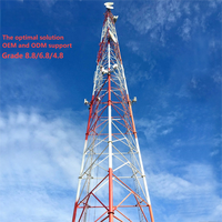 Tour tubulaire en acier à 3 pieds de 65 m |   Structure de station de base 5G Q355 galvanisée haute résistance avec conception aérodynamique