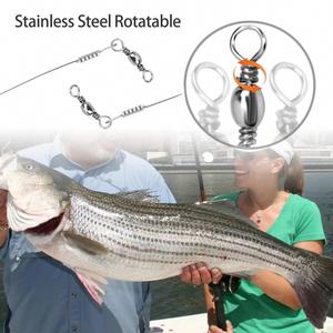 Gancio cerchio 7385 personalizzato girevole in acciaio inox ganci Offset con filo Leader per la pesca esca di pesce gatto e spigola - Product Image 5