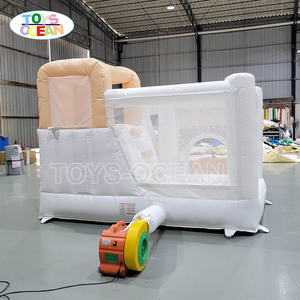 Château gonflable beige pastel avec toboggan, utilisation sèche et humide, château gonflable pour enfants pour <span class=keywords><strong>location</strong></span> de fête - Product Image 4
