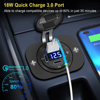 Adaptateur de prise USB étanche 12V double QC3.0 et PD Type C en aluminium avec voltmètre et interrupteur pour chargeur de moto