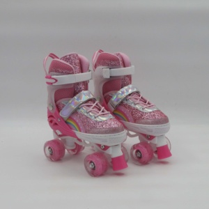 Chaussures de <span class=keywords><strong>roller</strong></span> <span class=keywords><strong>quad</strong></span> professionnelles personnalisées pour femmes adultes, roses, Jun Ran YJ-128, roues en PU avec roulements ABEC-7, roues en PVC, roues clignotantes - Product Image 5