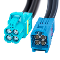 Cable de Fibra Óptica Automotriz 4 en 1, Adaptador Universal Mini-Fakra Hembra a Mini-Fakra Macho, Color Azul Agua, Código Z, Longitud Personalizada