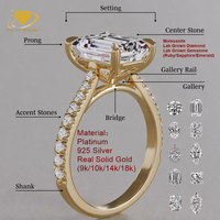 Bague de fiançailles à quatre griffes avec diamant de laboratoire, or 9k 10k 14k 18k, diamant ovale 3 carats avec halo, bague de mariage et de déclaration