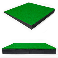Tapis d'entraînement de golf multifonctionnel 100*100cm, tapis d'entraînement portable pour le swing de golf avec pente, tapis d'entraînement de putting pour une utilisation en intérieur et en extérieur