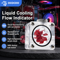 OCOCOO Indicateur de débit d'eau transparent en acrylique PC, filetage G1/4, roue rouge, débitmètre visuel, anti-fuite, pour circuit liquide personnalisé