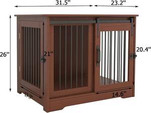 TAOHFE Masif Ahşap Köpek Kafesi Mobilya Kulübesi Orta Boy Köpekler İçin 2 Tip Kapılı Çiftlik Evi Tarzı İç Mekan Kullanımı Tüm Mevsimler Kapalı Yok - Product Image 2