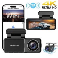 4K Mini Car Dash Cam Double Lentille Avant et Arrière GPS et Wifi Activé FHD Vision Nocturne Enregistreur de Conduite Boîte Noire pour la Conduite de Jour et de Nuit