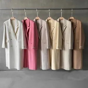 Однотонные корейские свободные шерстяные пальто для женщин, женская куртка, фабричная 2023, Новое поступление, осенне-зимний тканый длинный Стандартный S-L