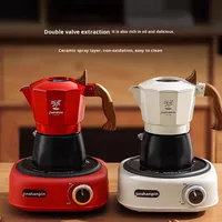 Ensemble de 7 pièces, cafetière moka moderne à double valve, ensemble de café portable avec cuisinière électrique en céramique, moulin à café électrique pour la préparation du café