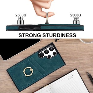 Para <span class=keywords><strong>Samsung</strong></span> <span class=keywords><strong>Galaxy</strong></span> S24 Ultra Funda de cuero para anillo de dedo S23 FE S22 A14 A52 Ranuras para tarjetas Monedero Funda para teléfono móvil con anillo - Product Image 5