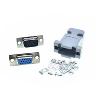 DB15 3 baris paralel Port VGA HDB9 15-Pin D Sub jantan ke betina terminal konektor Solder penutup cangkang plastik fitur nyaman