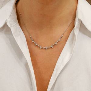 Collar de Plata 925 con Moissanita Redonda Brillante, Conjunto Minimalista de 3 Piezas con Cadena de Cordón, Joyería de Regalo para Boda - Product Image 4