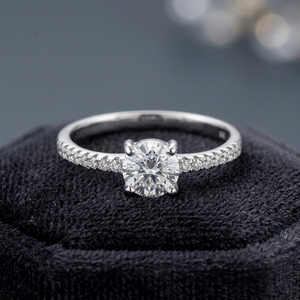 <b>925</b> Solid Sterling <b>Silver</b> Wedding Bands <b>Ring</b> with Round Cut Moissanite Stone Comfortable Fit for Women & Unisex Party Gift - Product Image 3