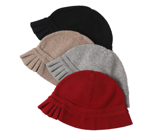 100% pur cachemire seau chapeau personnalisé mode femmes tissé à la main bonnet d'hiver avec bord à volants de Mongolie intérieure - Product Image 1