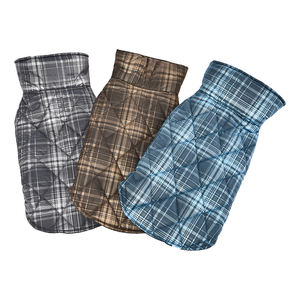 निविड़ अंधकार टिकाऊ क्लासिक प्लेड पैटर्न Muti रंग प्रतिवर्ती नरम Cozt गर्म कुत्ते कोट - Product Image 2