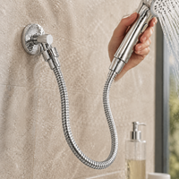 Tuyau de douche en acier inoxydable à double verrouillage 1,5 m/2 m, flexible, chromé, avec écrou en laiton massif, anti-torsion, anti-explosion