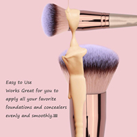 Pinceau de maquillage Premium Luxe à double extrémité pour fond de teint et correcteur avec manche en aluminium pour l'application du visage et de l'eyeliner