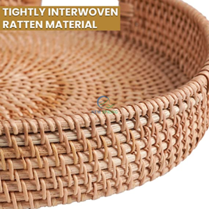 Nueva Bandeja de Servir de Ratán al por Mayor para Primavera, Diseño Rústico Natural Tradicional, Mimbre Resistente con 2 Asas, Almacenamiento y Decoración - Product Image 5