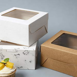 Caja <span class=keywords><strong>de</strong></span> Papel Kraft Personalizable <span class=keywords><strong>de</strong></span> Primera Calidad con Ventana para Empaque <span class=keywords><strong>de</strong></span> Cupcakes y Productos <span class=keywords><strong>de</strong></span> Panadería, MOQ Bajo - Product Image 3