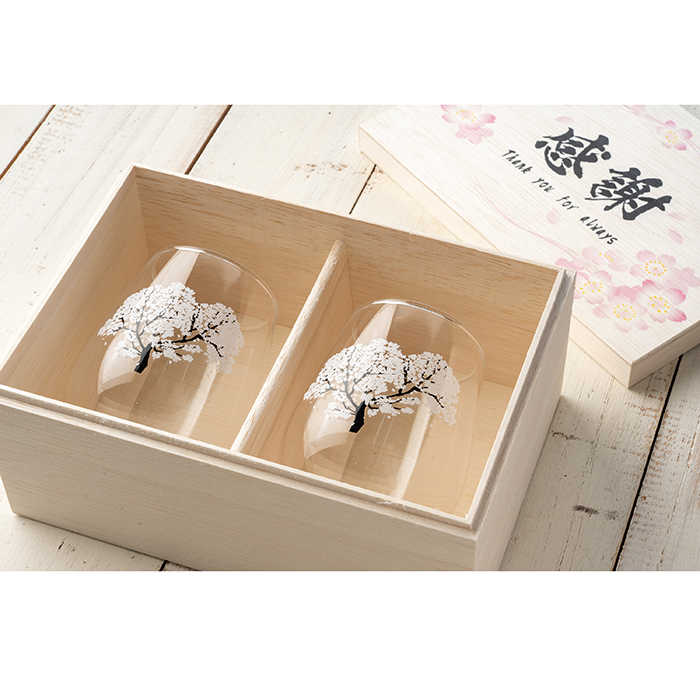 Cherry Blossom Sakura Pattern Color Changing Pair Alcohol Glass Drinkware Coffee Cup