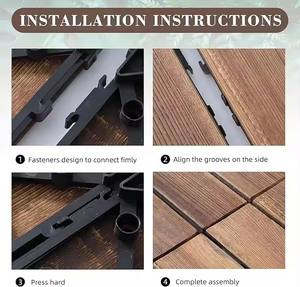 Dalles de terrasse en bois carbonisé à installation facile, dalles de sol emboîtables pour terrasses intérieures et extérieures - Product Image 5