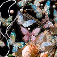 Paquete de 20 Pegatinas Doradas Tridimensionales con Láser para Mascotas, Serie Espectro de Mariposas, Materiales Decorativos para Cuadernos, 4 Modelos